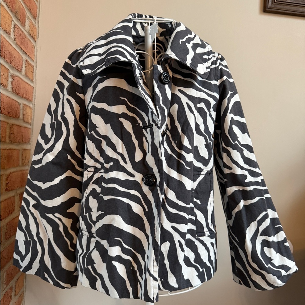 On trend Y2K Zebra Print cropped Women's Lightweight Cotton Jacket Flare Sleeves